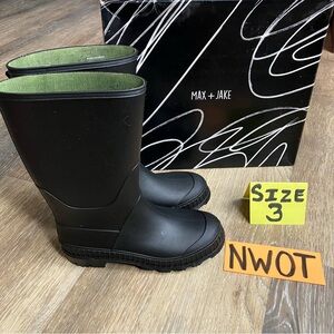 Max + Jake Black Rain Boots Size 3